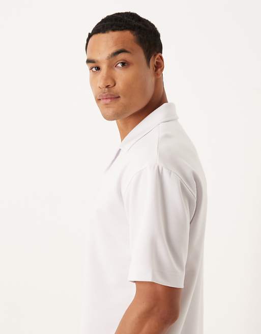 DESIGN BreatheMAX™ Heavyweight Relaxed Polo Shirt In White Cotton Blend