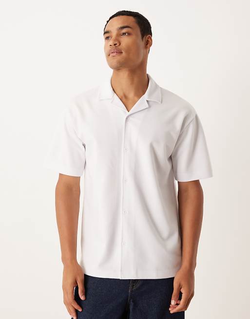 DESIGN breatheMAX™ heavyweight relaxed polo shirt in white cotton blend