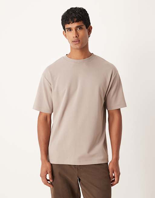 DESIGN breatheMAX™ heavyweight relaxed t-shirt in brown cotton blend