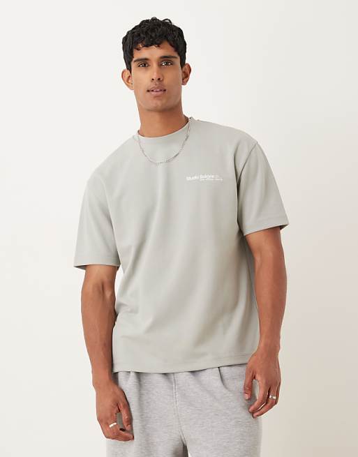 DESIGN BreatheMAX™ Heavyweight Relaxed T-shirt With Text Graphic In Sage Green