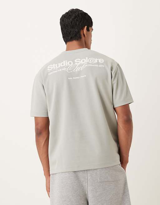 DESIGN breatheMAX™ heavyweight relaxed t-shirt with text graphic in sage green