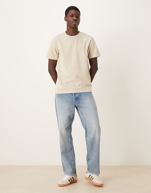DESIGN BreatheMAX™ Heavyweight T-shirt In Beige Cotton Blend