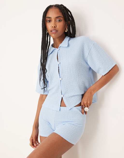 DESIGN Broderie Co-ord In Blue Cherry Print