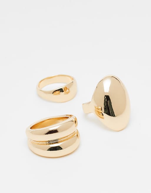 DESIGN bubble ring multipack of 3 in gold tone