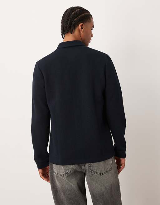 DESIGN Button Through Textured Shacket In Navy