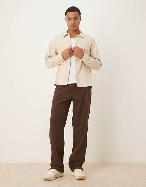 DESIGN Canvas Overshirt With Utility Pocket In Stone