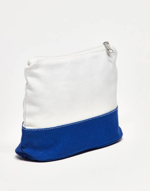 DESIGN Canvas Washbag With Embroidery In Ecru
