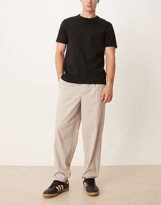 DESIGN Carrot Fit Smart Chino Trousers In Stone