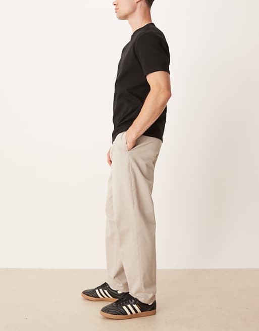 DESIGN Carrot Fit Smart Chino Trousers In Stone
