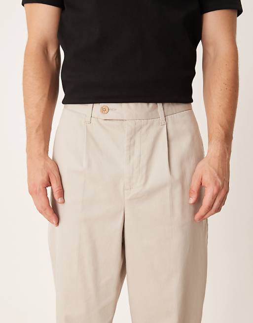 DESIGN Carrot Fit Smart Chino Trousers In Stone
