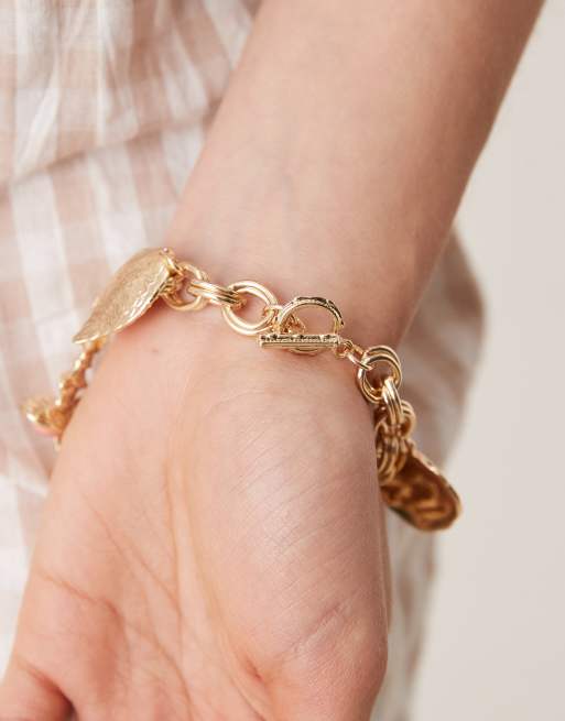 DESIGN Chain Bracelet With Mixed Charms In Gold Tone
