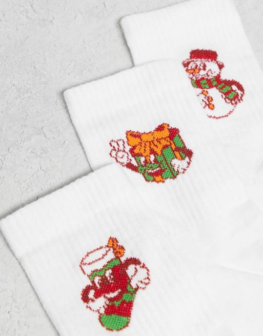 DESIGN Christmas 3 Pack Socks With Decorations Graphic In Multi