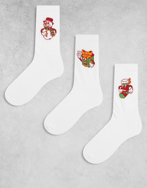 DESIGN Christmas 3 pack socks with decorations graphic in multi