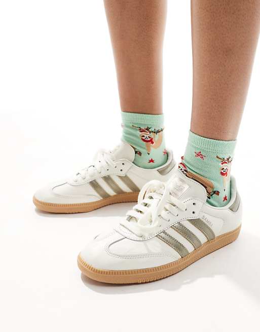 DESIGN Christmas Ankle Length Sloth Sock In Green