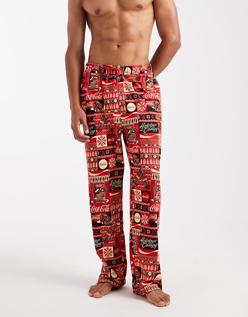 DESIGN Christmas Coca Cola Lounge Bottoms In Red