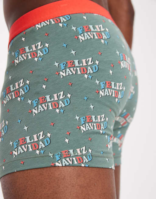 DESIGN Christmas Trunks With Feliz Navidad Graphic In Green