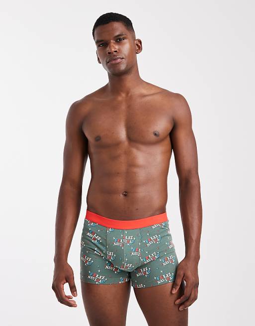 DESIGN Christmas trunks with Feliz Navidad graphic in green