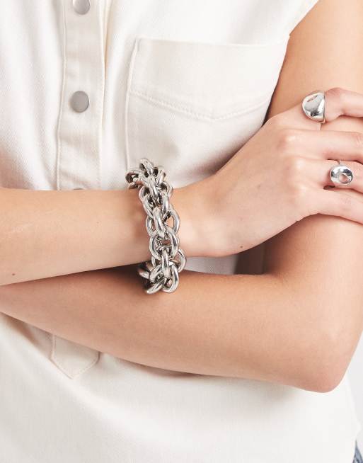 DESIGN Chunky Bracelet With Intertwining Links In Silver Tone