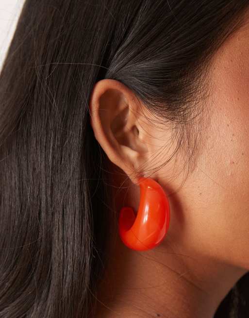 DESIGN Chunky Hoop Earrings In Burnt Orange Resin