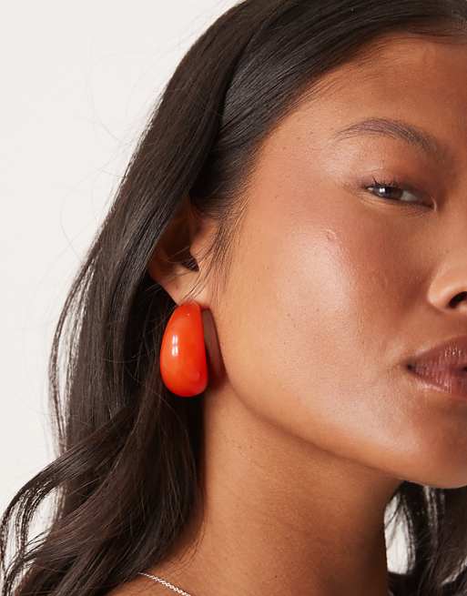 DESIGN chunky hoop earrings in burnt orange resin