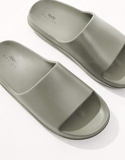 DESIGN Chunky Sliders In Khaki