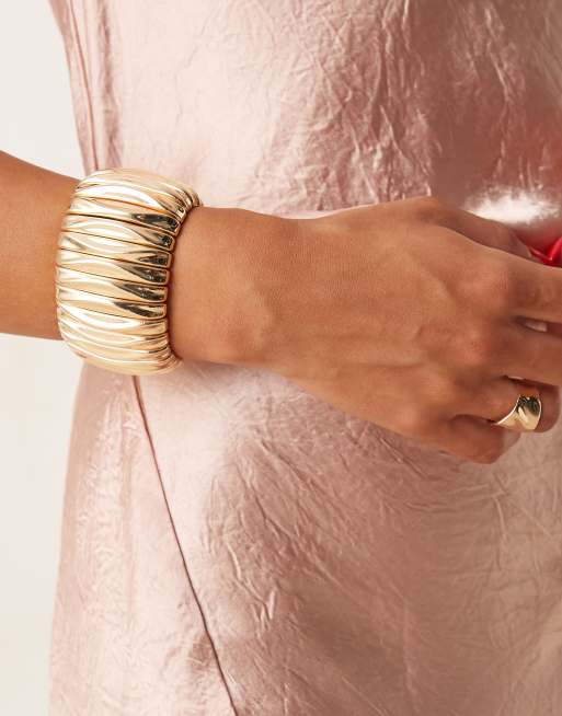 DESIGN Chunky Stretch Bracelet In Gold Tone