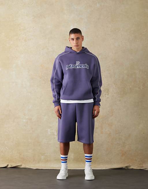 DESIGN co-ord basketball shorts with sporty rubberised print in navy