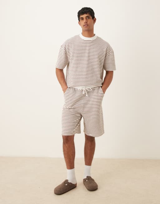 DESIGN Co-ord Boxy Oversized In Neutral Textured Stripe