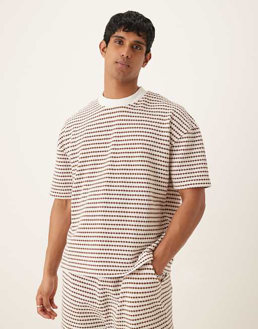 DESIGN co-ord boxy oversized in neutral textured stripe