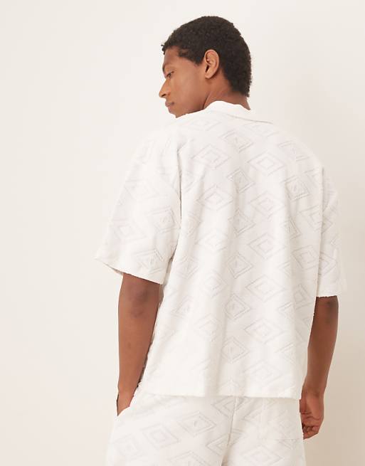 DESIGN Co-ord Boxy Oversized Jacquard Polo In Ecru