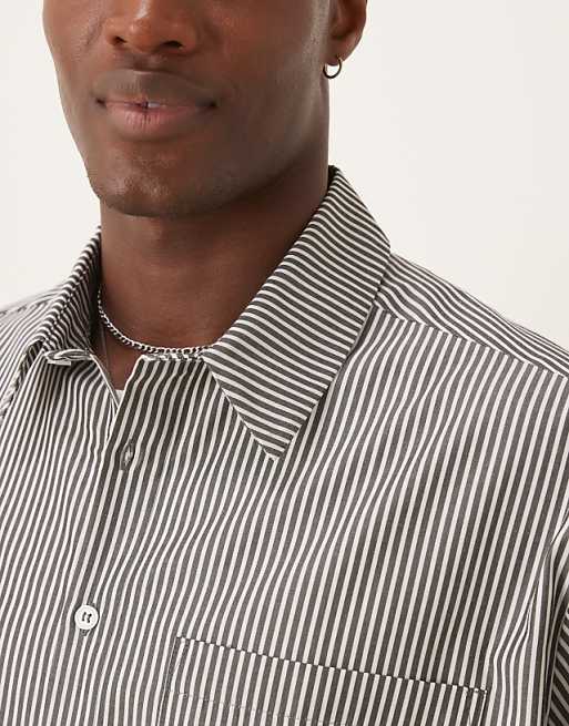 DESIGN Co-ord Boxy Oversized Stripe Shirt In Grey