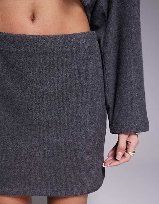 DESIGN Co-ord Brushed Mini Skirt In Charcoal
