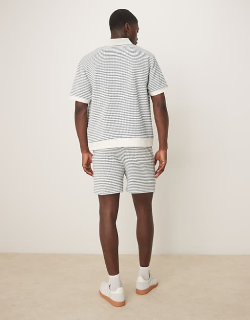 DESIGN Co-ord Crotchet Stripe Shorts In In Neutral Textured Stripe