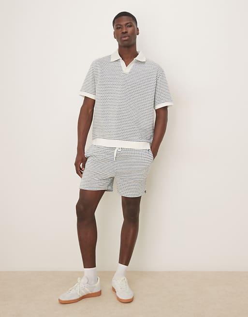 DESIGN co-ord crotchet stripe shorts in in neutral textured stripe