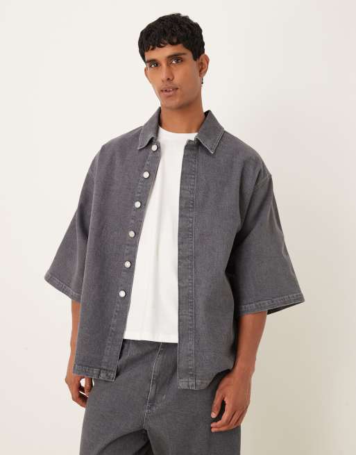 DESIGN Co-ord Denim Shirt And Jeans In Grey