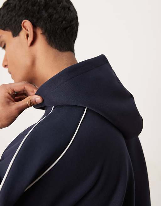 DESIGN Co-ord Extreme Oversized Boxy Hoodie With Piping In Navy