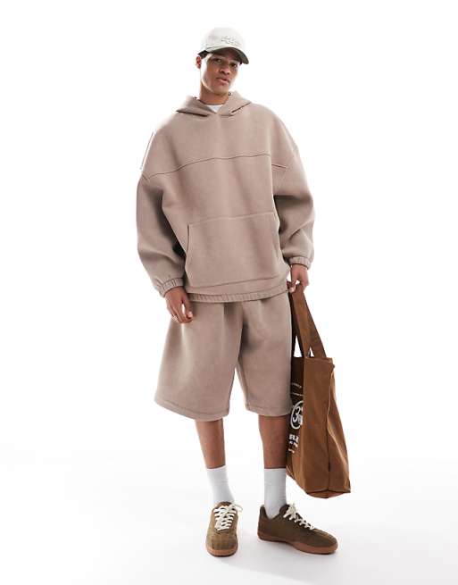DESIGN Co-ord Extreme Oversized Hoodie In Washed Beige