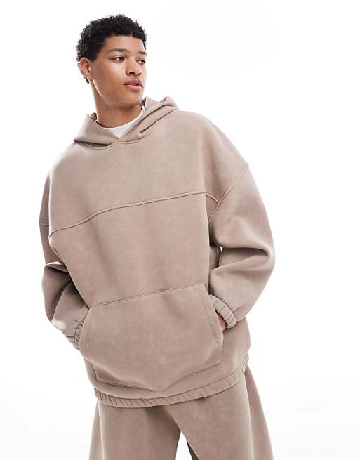 DESIGN co-ord extreme oversized hoodie in washed beige