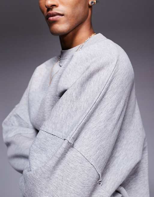 DESIGN Co-ord Extreme Oversized Sweatshirt With Raw Edge In Grey Marl