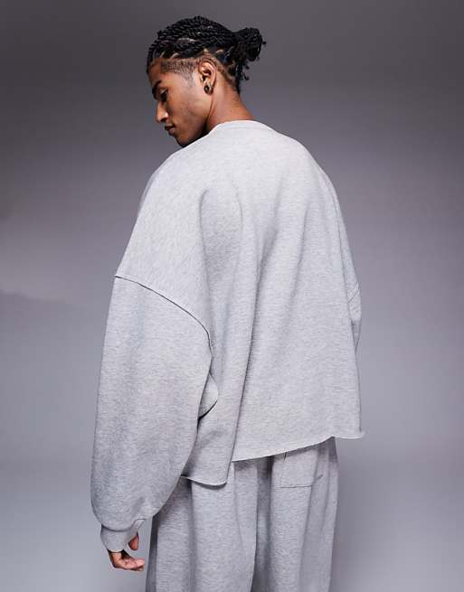 DESIGN Co-ord Extreme Oversized Sweatshirt With Raw Edge In Grey Marl