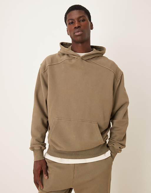 DESIGN co-ord garment dye heavy wash oversized hoodie in khaki
