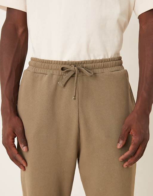 DESIGN Co-ord Garment Dye Heavy Wash Tapered Fit Jogger In Khaki