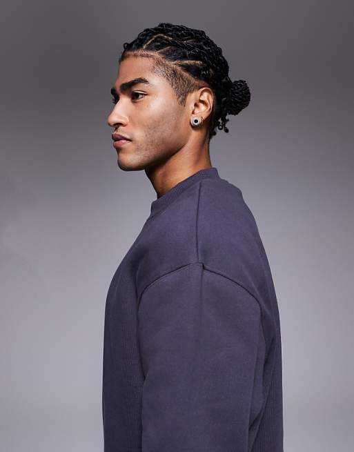 DESIGN Co-ord Heavyweight Oversized Sweatshirt In 400gsm Charcoal