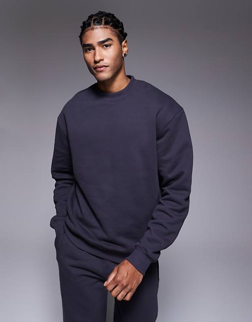 DESIGN co-ord heavyweight oversized sweatshirt in 400gsm charcoal
