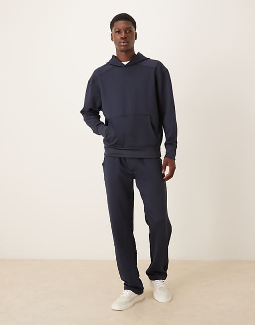 DESIGN Co-ord Heavyweight Relaxed Hoodie In Scuba-style Fabric In Navy