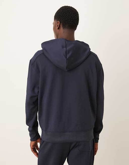 DESIGN Co-ord Heavyweight Relaxed Hoodie In Scuba-style Fabric In Navy