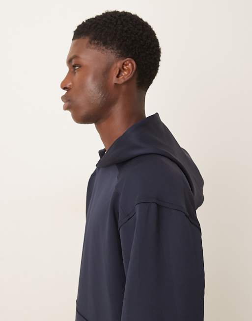 DESIGN Co-ord Heavyweight Relaxed Hoodie In Scuba-style Fabric In Navy