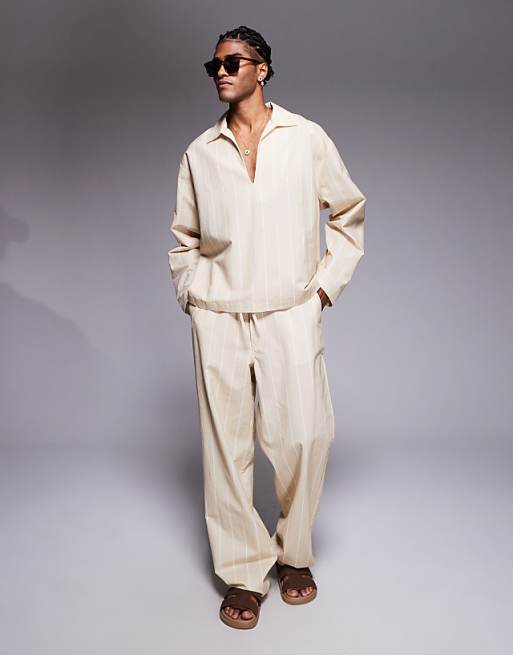 DESIGN co-ord in oversized beige stripe