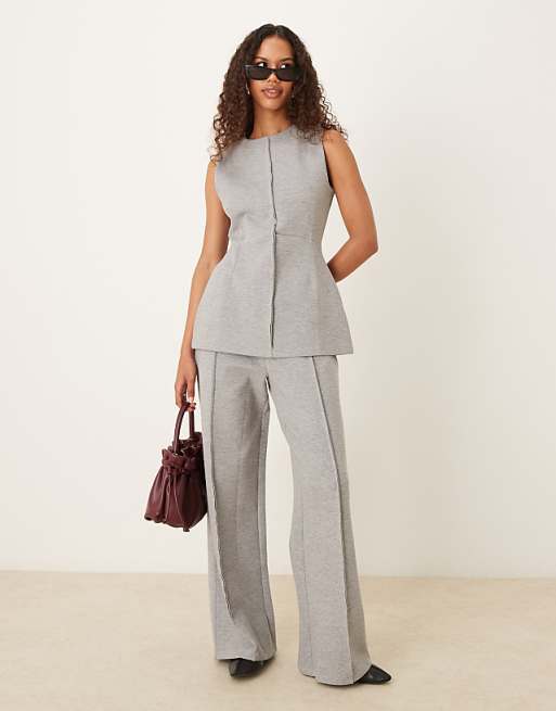 DESIGN co-ord in scuba-style fabric in grey marl
