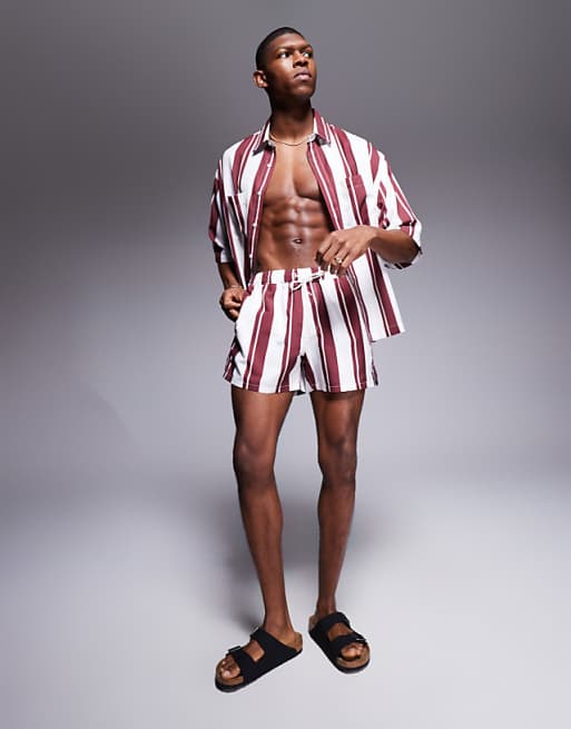 DESIGN co-ord in white and burgundy stripe